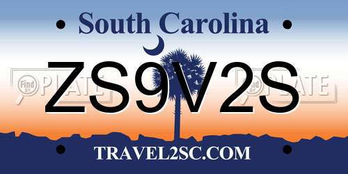 ZS9V2S South Carolina License Plate