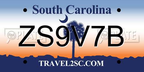 ZS9V7B South Carolina License Plate