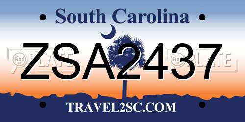 ZSA2437 South Carolina License Plate