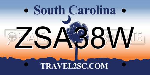 ZSA38W South Carolina License Plate