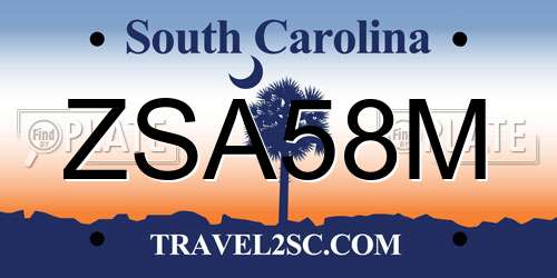 ZSA58M South Carolina License Plate