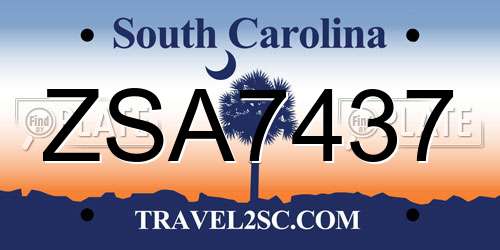 ZSA7437 South Carolina License Plate