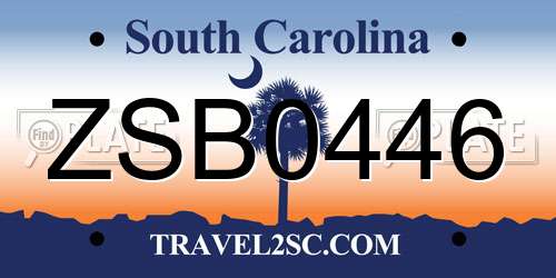 ZSB0446 South Carolina License Plate