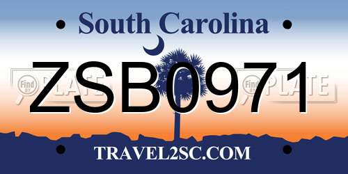 ZSB0971 South Carolina License Plate
