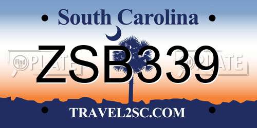 ZSB339 South Carolina License Plate