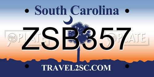 ZSB357 South Carolina License Plate