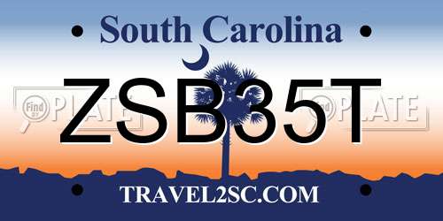 ZSB35T South Carolina License Plate