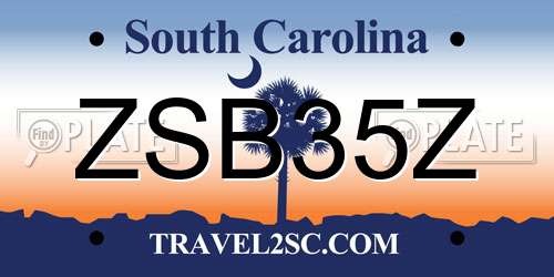 ZSB35Z South Carolina License Plate