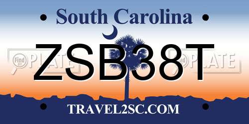 ZSB38T South Carolina License Plate