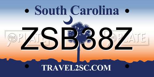 ZSB38Z South Carolina License Plate