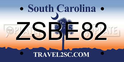 ZSBE82 South Carolina License Plate