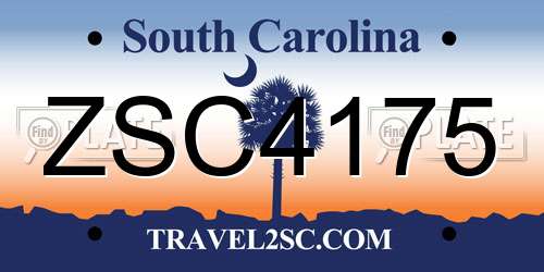 ZSC4175 South Carolina License Plate