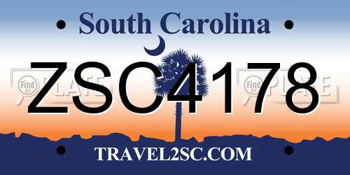 ZSC4178 South Carolina License Plate