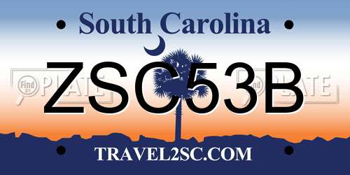 ZSC53B South Carolina License Plate
