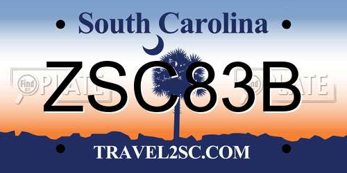 ZSC83B South Carolina License Plate