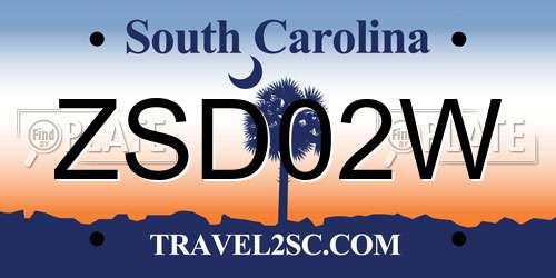 ZSD02W South Carolina License Plate