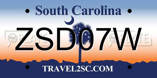 ZSD07W South Carolina License Plate