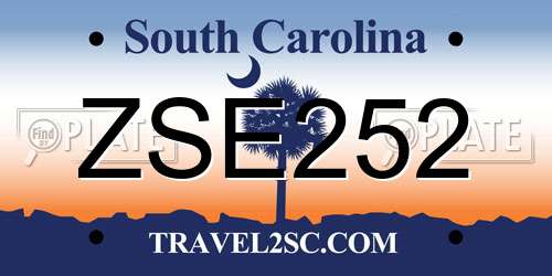 ZSE252 South Carolina License Plate