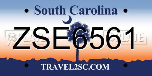 ZSE6561 South Carolina License Plate
