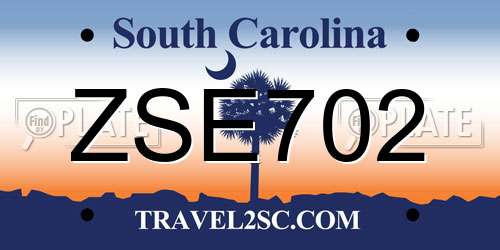 ZSE702 South Carolina License Plate