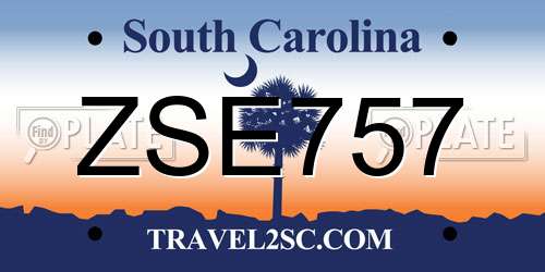 ZSE757 South Carolina License Plate