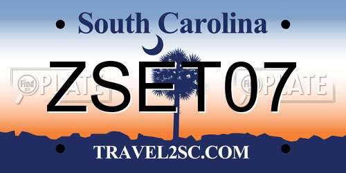 ZSET07 South Carolina License Plate