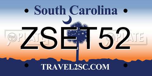 ZSET52 South Carolina License Plate