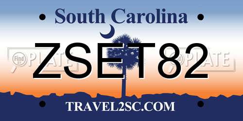 ZSET82 South Carolina License Plate