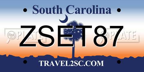 ZSET87 South Carolina License Plate