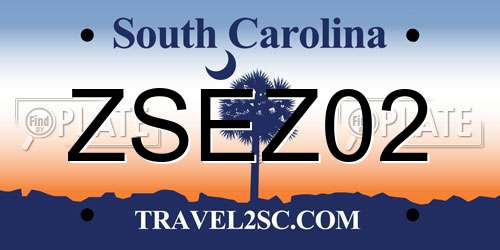 ZSEZ02 South Carolina License Plate