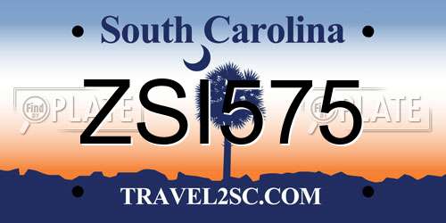 ZSI575 South Carolina License Plate