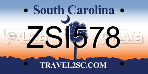 ZSI578 South Carolina License Plate