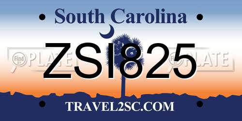 ZSI825 South Carolina License Plate