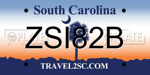 ZSI82B South Carolina License Plate