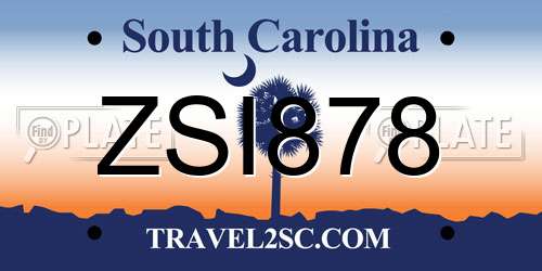 ZSI878 South Carolina License Plate