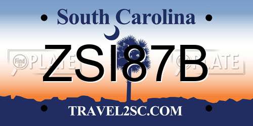 ZSI87B South Carolina License Plate