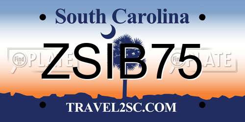 ZSIB75 South Carolina License Plate