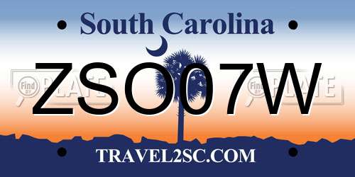 ZSO07W South Carolina License Plate