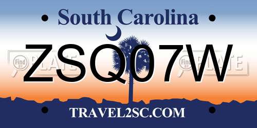ZSQ07W South Carolina License Plate