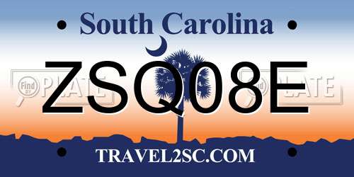 ZSQ08E South Carolina License Plate