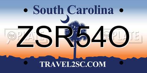 ZSR54O South Carolina License Plate