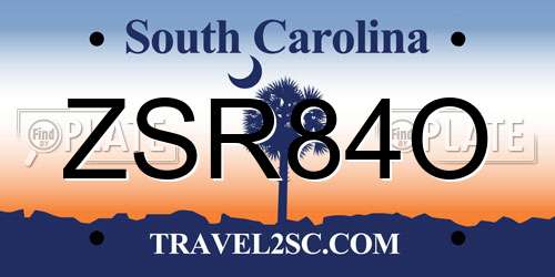 ZSR84O South Carolina License Plate