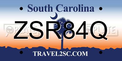 ZSR84Q South Carolina License Plate
