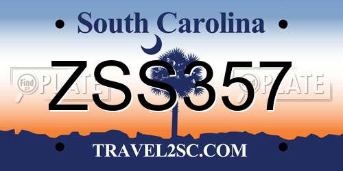 ZSS357 South Carolina License Plate