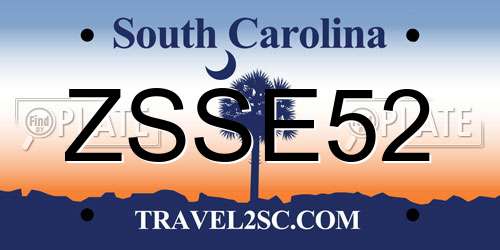 ZSSE52 South Carolina License Plate