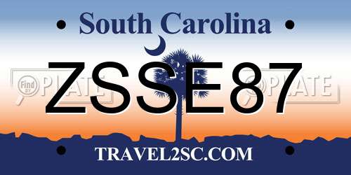 ZSSE87 South Carolina License Plate