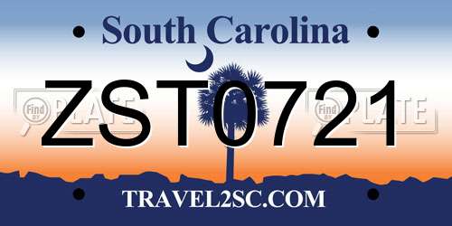 ZST0721 South Carolina License Plate