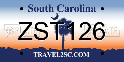 ZST126 South Carolina License Plate