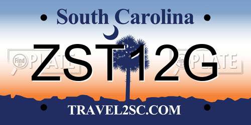 ZST12G South Carolina License Plate