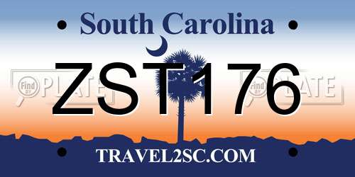ZST176 South Carolina License Plate